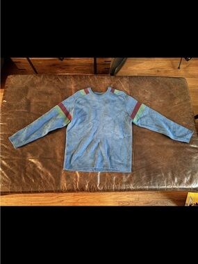 Vintage Profile Brand Mens 100% Wool Sweater Long-Sleeve Blue Wool Sweatshirt